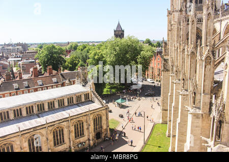 Vista di York, in Inghilterra da York Minster Foto Stock
