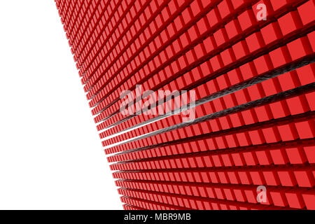 Vista prospettica di colore rosso grossy cubetti o scatole. Buon per il titolo, graphic design, catalogo, tessile, la texture di sfondo o sfondo. 3D reso ima Foto Stock