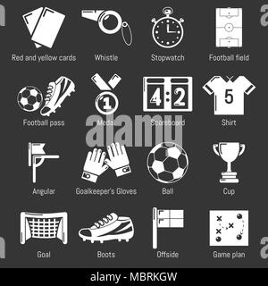 Soccer Football set di icone vettore grigio Illustrazione Vettoriale