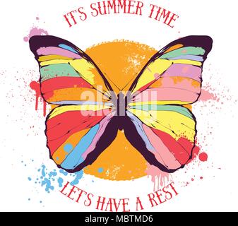 Farfalla colorata emblema Illustrazione Vettoriale