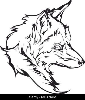 Red Fox emblema di testa Illustrazione Vettoriale