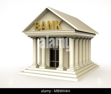 Bank building in stile antico con pilastro. 3d illustrazione Foto Stock