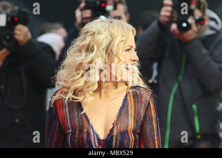 Londra, Regno Unito. 11 Aprile, 2018. Malin Akerman, Rampage - Premiere europeo, Leicester Square, Londra, Regno Unito, 11 aprile 2018, Foto di Richard Goldschmidt Credito: ricca di oro/Alamy Live News Foto Stock