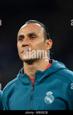 Madrid, Spagna. 11 Aprile, 2018. Antonio Keylor Navas Gamboa del Real Madrid durante l' UEFA Champions League ' Quarti di finale, 2st gamba, match tra il Real Madrid 1-3 Juventus a Santiago Bernabeu Stadium on April 11, 2018 a Madrid, Spagna. Credito: Maurizio Borsari/AFLO/Alamy Live News Foto Stock