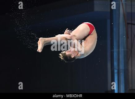 La Gold Coast, Queensland, Australia. Il 12 aprile, 2018. Philippe Gagne (CAN). Uomini 3m Springboard Finale. Immersioni subacquee. XXI Giochi del Commonwealth. Optus Aquatics Centre. Costa d'Oro 2018. Queensland. Australia. 12/04/2018. Credito: Sport In immagini/Alamy Live News Foto Stock