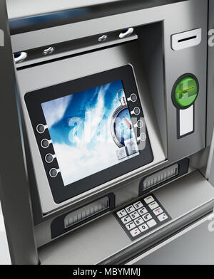 Generico o ATM Automated Teller Machine. 3D'illustrazione. Foto Stock