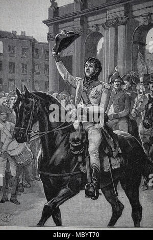Guerra Peninsulare (1807-1814). Guerre napoleoniche. General Murat (1767-1815) entrata a Madrid, 23 marzo 1808. Foto Stock