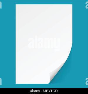 Foglio di carta bianco. Vettore realistico su sfondo blu eps10. Illustrazione Vettoriale