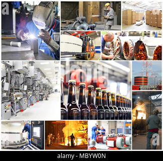 Collage con immagini dal mondo del lavoro - industria e artigianato - i lavoratori sul luogo di lavoro Foto Stock
