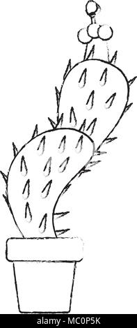 Nopal cactus in vaso Illustrazione Vettoriale