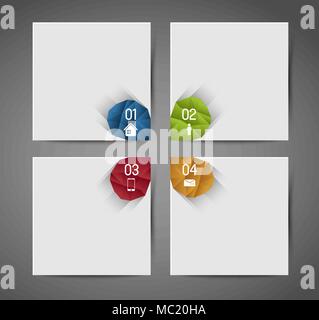 Collezione di quadri astratti banner con opzione passi, icone Illustrazione Vettoriale