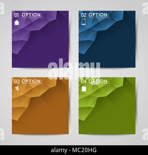 Collezione di quadri astratti banner con opzione passi, icone Illustrazione Vettoriale