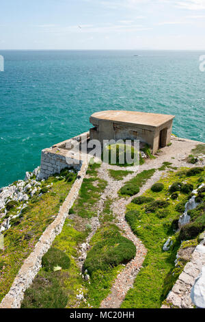 Seconda Guerra Mondiale bunker in corrispondenza del punto di Europa, Gibilterra Foto Stock