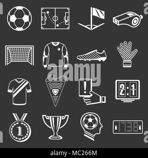 Soccer Football set di icone vettore grigio Illustrazione Vettoriale