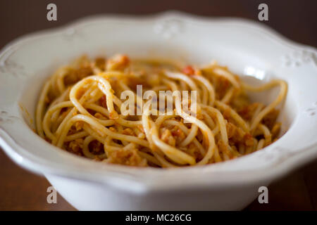 Piastra del vegetariano spaghetti alla bolognese Foto Stock