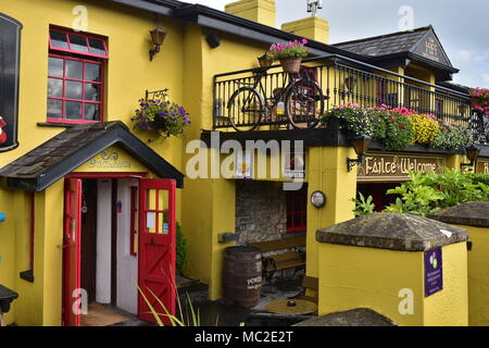 Irlandese giallo l'originale Durty Nellys village inn vicino al Castello di Bunratty. Foto Stock