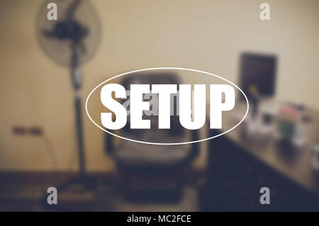 Parola di impostazione con la sfocatura sullo sfondo Foto Stock