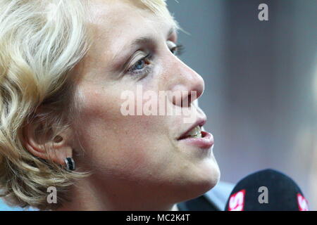 Zurigo, Svizzera. 08th, 2011 Sep. Christina Obergfoll della Germania dopo le Donne Lancio del giavellotto durante la IAAF Diamond League atletica competi Foto Stock