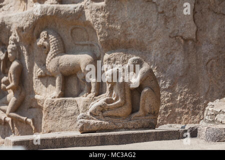 Asia, India, nello Stato del Tamil Nadu, Mamallapuram, la discesa del Gange Foto Stock