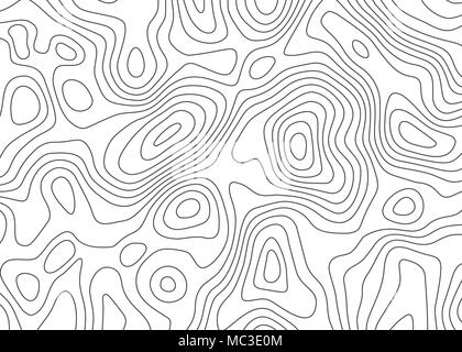 Mappa topografica sullo sfondo. Geografia condizionale di regime e il percorso del terreno. Linea di contorno sfondo astratto. Illustrazione Vettoriale