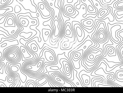 Mappa topografica sullo sfondo. Geografia condizionale di regime e il percorso del terreno. Linea di contorno sfondo astratto. Illustrazione Vettoriale