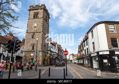 Clock Tower nel centro di St Albans, Hertfordshire. Foto Stock