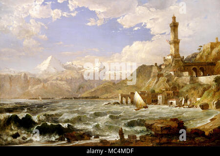 Jasper Francis Cropsey, la costa di Genova 1854 olio su tela. Lo Smithsonian American Art Museum, Washington, Stati Uniti d'America. Foto Stock