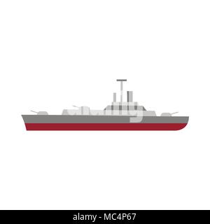 Marina militare nave icona, stile piatto Illustrazione Vettoriale