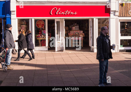 Il Clintons Card shop store in Bury Saint Edmunds , Suffolk , Inghilterra , Gran Bretagna , REGNO UNITO Foto Stock