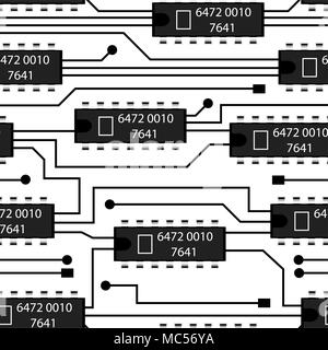 In bianco e nero senza giunture pattern di piastrelle, vettore Illustrazione Vettoriale