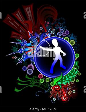 Tema Musicale design, tutti gli elementi separati, gradiente usato Illustrazione Vettoriale