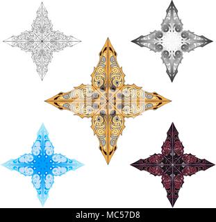 Isolato 4 punto vettore star ornamento elemento di design Illustrazione Vettoriale