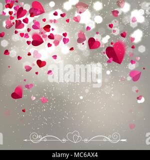 Sullo sfondo della caduta dei cuori il giorno di San Valentino Illustrazione Vettoriale