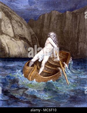 L'INFERNO - Caronte il traghettatore di anime di Inferno. Illustrazione di circa nel 1870 da Gustav Dore a Dante di purgatorio Foto Stock