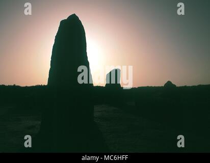 Ley linee. I dodici apostoli cerchio di pietra a Ilkley Moor, Yorkshire. Il centro di un vasto insieme di ley linee. Foto Stock