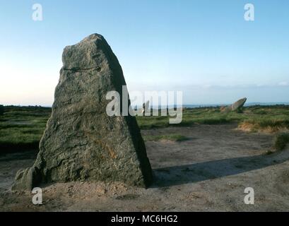 Ley linee. I dodici apostoli cerchio di pietra a Ilkley Moor, Yorkshire. Il centro di un vasto insieme di ley linee. Foto Stock