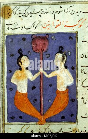 Astrologia segni zodiacali Gemini arabo immagine del segno zodiacale gemelli da un secolo XVII libro meraviglie del mondo persiano Nel Dar al Athar al Islamiyyah Kuwait Foto Stock