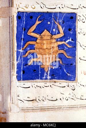 Astrologia segni zodiacali cancro arabo immagine del segno zodiacale cancro dal XVII secolo prenota meraviglie del mondo persiano nel Dar al Athar al Islamiyyah Kuwait Foto Stock