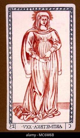 Tarocchi - Arcani Maggiori Card 25 - La scheda Aritmetrica - dal ponte italiano dal cosiddetto Mantegna design, ha detto di essere uno dei primi dei mazzi di Tarocchi. Dopo un inizio del XIX secolo incisione fatta per lo storico d'Ambly. Foto Stock