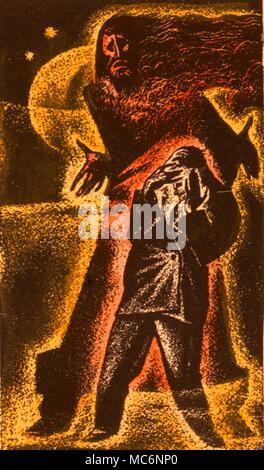 Rare colorate a mano illustrazione di Lynd Ward a W.L. George del racconto della creazione di un mostro spettrale, 'Perez', circa 1935. Foto Stock