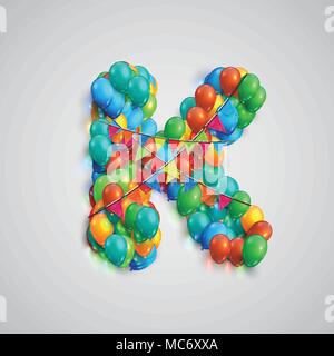 Font colorate fatte da ballons, vettore Illustrazione Vettoriale