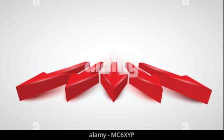 3D realistiche le frecce rosse, vettore Illustrazione Vettoriale