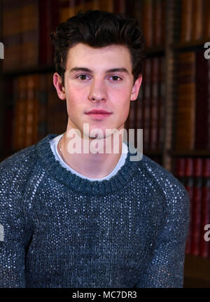 13 aprile 2018, Germania Berlino: il cantante canadese Shawn Mendes, raffigurato al Soho House Berlin. Foto: Lisa Ducret/dpa Foto Stock