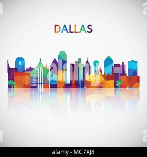 Dallas skyline silhouette in un colorato stile geometrico. Simbolo per il design. Illustrazione Vettoriale. Illustrazione Vettoriale