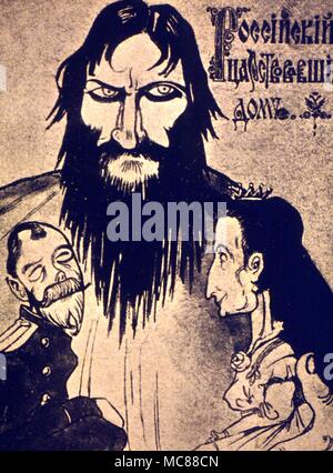 Grigori Yefimovich Rasputin (1871-1916). La caricatura di Rasputin come male personificazione del russo Pregiudiziale House Foto Stock