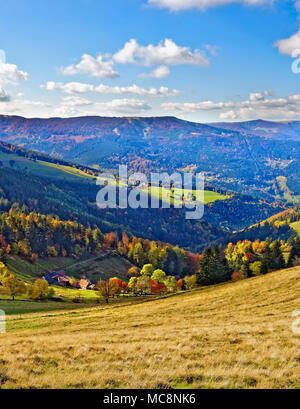 Una vista in elevazione delle montagne Vosges da Petit Ballon, Alsazia, Francia. Foto Stock