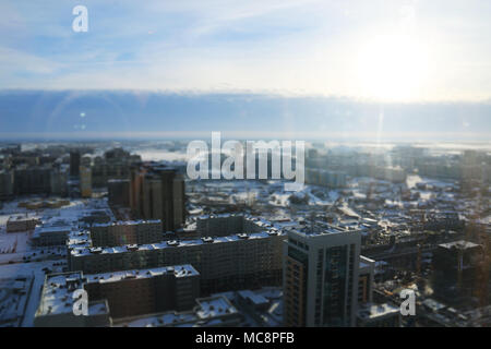 Edifici residenziali a Astana, Kazakistan, a -24 gradi Celsius Foto Stock