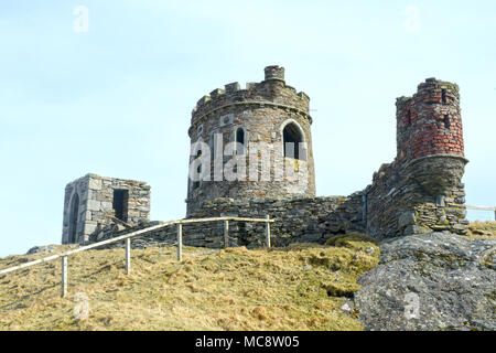 Torri di avvistamento a Brough Lodge sull isola di Fetlar off dello Shetland Foto Stock