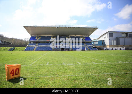 Il 14 aprile 2018 , South Leeds Stadium, Leeds, West Yorkshire, Inghilterra; BAFA nazionale della Lega Nord, Yorkshire Rams v Leeds Bobcats; Foto Stock