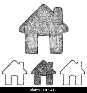 Home icon set - Schizzo line art Illustrazione Vettoriale